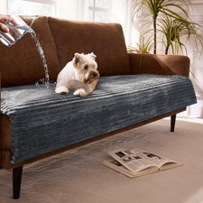 Dual Non-Slip Couch Cover for Dogs Waterproof, Fuzzy Soft Pet Couch Covers fo...