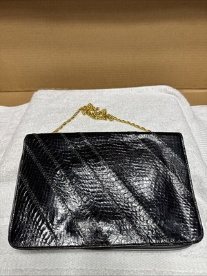 Vintage Custom Crafted By LOU-RAN Leather Handbag Purse With Gold Chain Strap