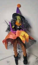 Vintage Kitchen Witch Posable Halloween Doll Decoration 11"