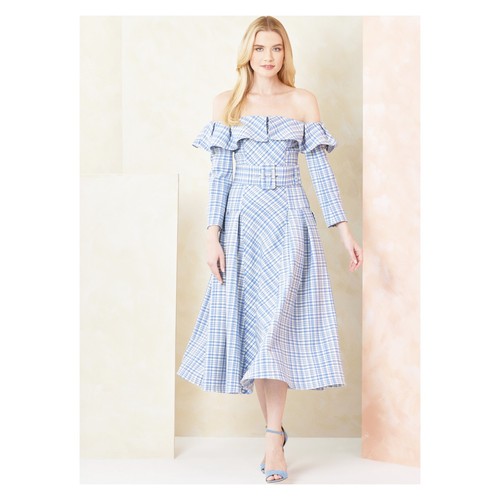 Vogue Schnittmuster V2104 - Kleid - schulterfreies Kleid mit Volant - Bild 2 von 6