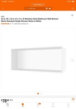 Stainless Steel Bathroom Wall Shower Niche Standard Single Shower Niche in White