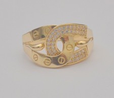 14K Yellow Gold Crossed Horseshoe Ring Clear Stone Accents Size 7.5 4.1g R9