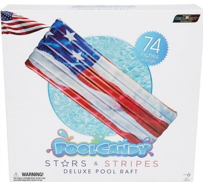 PoolCandy Stars Stripes Pool Float 74  Patriotic USA Inflatable Raft NEW Sealed