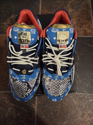 adidas Gil Zero Blue Snake Print Red Gold Low Top Basketball Sneakers