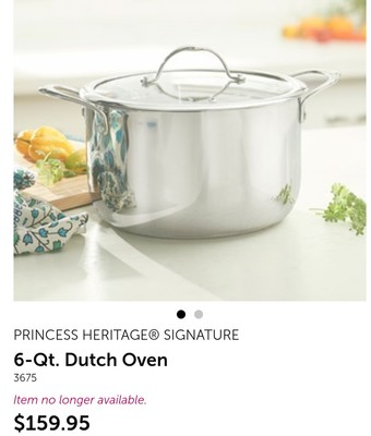 Princess House Heritage Signature 6-Qt. Dutch Oven (3675) New In