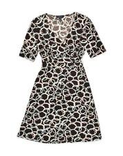 CHAPS Womens A-Line Dress UK 14 Medium Brown Geometric Polyester AH04