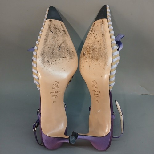Emma Hope's Shoes Grey Purple Velvet Striped Kitten Heels UK 6 Pointed -FPL -CP - Picture 9 of 9