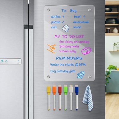 8''x12'' Acrylic Magnetic Dry Erase Board for Fridge, 8 x 12 , Transparent
