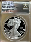 2025-W American Silver Eagle 250th Anniversary US Army Privy Mark ANACS PR70