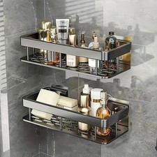 2-Tier bathroom wall shelf organizer bathroom organizer stand No Drilling 4Hooks