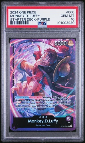 Monkey D. Luffy OP05-060 One Piece LEADER PSA 10 GEM MINT