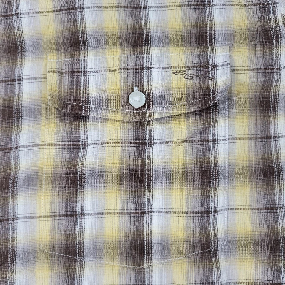 Horny Toad Shirt Mens Large Yellow Brown Plaid Button Front Long Sleeve Casual - Image 4 of 4