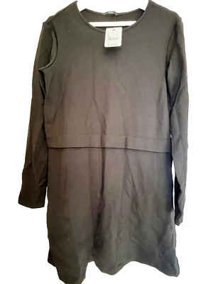 CALZEDONIA Tezenis tunic, mini dress, size M, black, long sleeves, A line, BNWT