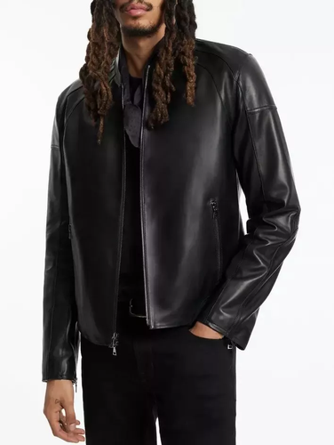 $2698 John Varvatos Collection Croix Leather Racer Jacket EU52 US42 *Defect*