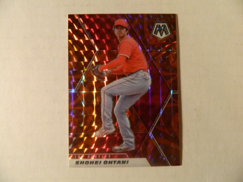 2021 Panini Mosaic Red Reactive Prizm Card of  Shohei Ohtani .  -  Angels