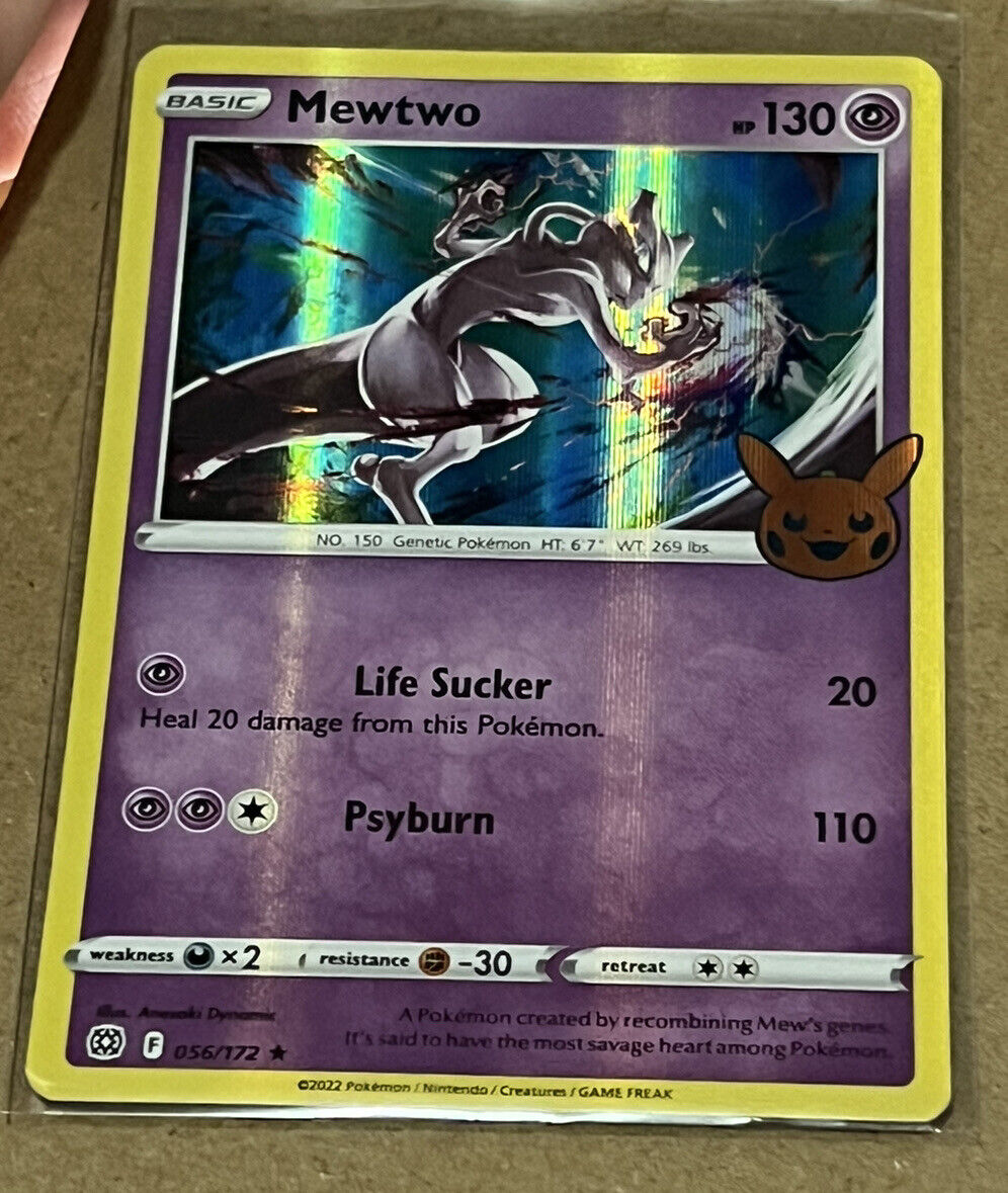 Mavin  Pokemon TCG Mewtwo 56/172 Holo Rare Card Halloween Trick Or Trade  MINT