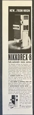 1961 New From Nikon Nikkorex-8 Fully Automatic Movie Camera B&W Vintage Print Ad