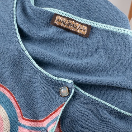 MALIPARMI Women's Ultralightweight Slim-Fit Multicolor Floral Cotton Cardigan S - Picture 2 of 13