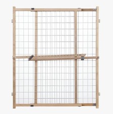 Extra Wide Wire Mesh Wooden Baby Gate: 29.5"-50" Wide, 31" Tall