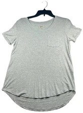 Style and Co Shirt Womens size XS Gray Short Sleeve Stretch Chest Pocket New