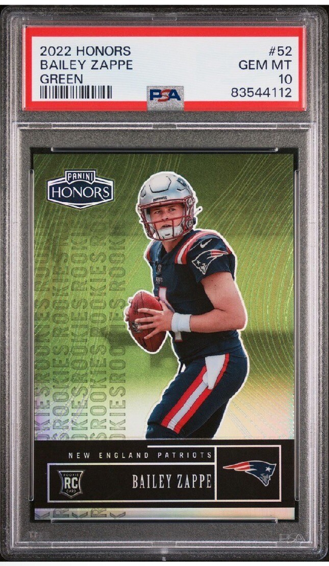 Bailey Zappe Panini Honors #52 Green