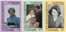 Grenada 1986 - Queen Elizabeth 60th - Set Of 3 Stamps - Scott #1371-73 - MNH