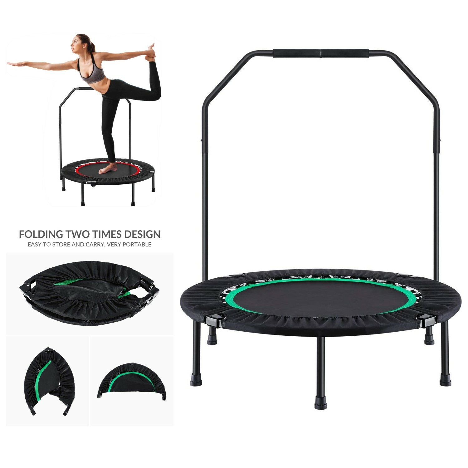 folding trampoline with handle
