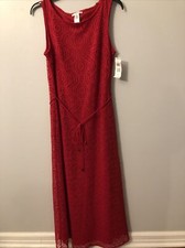 Studio One Womens Long Crochet Lace Red Sleeveless Dress Size Small
