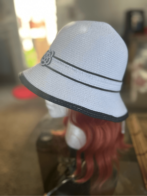 Beautiful stub bowler hat with patterned flower adjustable strap Beautiful stub bowler hat with patterned flower adjustable  main image 4