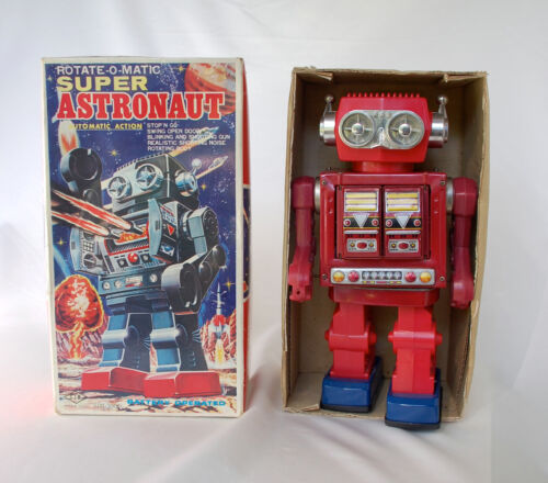 VINTAGE Horikawa TIN SPACETOY Rotate O Matic SUPER ASTRONAUT ROBOT W/BOX! WORKS! - Picture 13 of 13