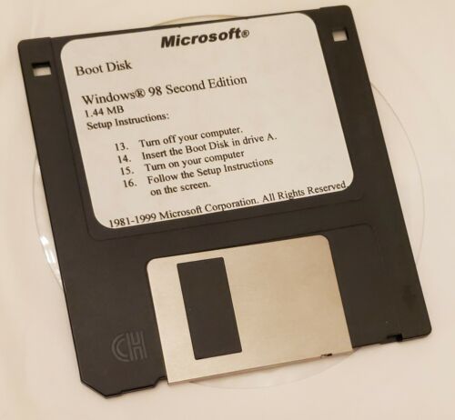 Windows 98 Boot Disk (1.44MB 3.5" Disk) Second Edition (with CD ROM support)