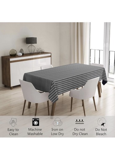 Encasa Homes Tablecloth for 4 seater Centre Dining Table - Roma Grey 142x182 - Picture 3 of 6