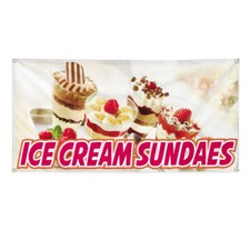 Vinyl Banner Multiple Sizes Ice Cream Sundaes Restaurant Cafe Bar A Retail