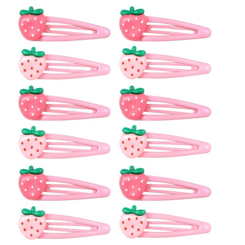 8Pcs Strawberry Hair Clips for Girls Metal Strawberry Snap Hair Clips Pink St... - Picture 5 of 7