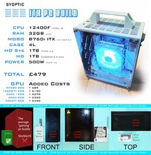 ITX Tiny A4 sized gaming PC 12400f b760i 32gb 1tb nvme + 1tb hd 500w 