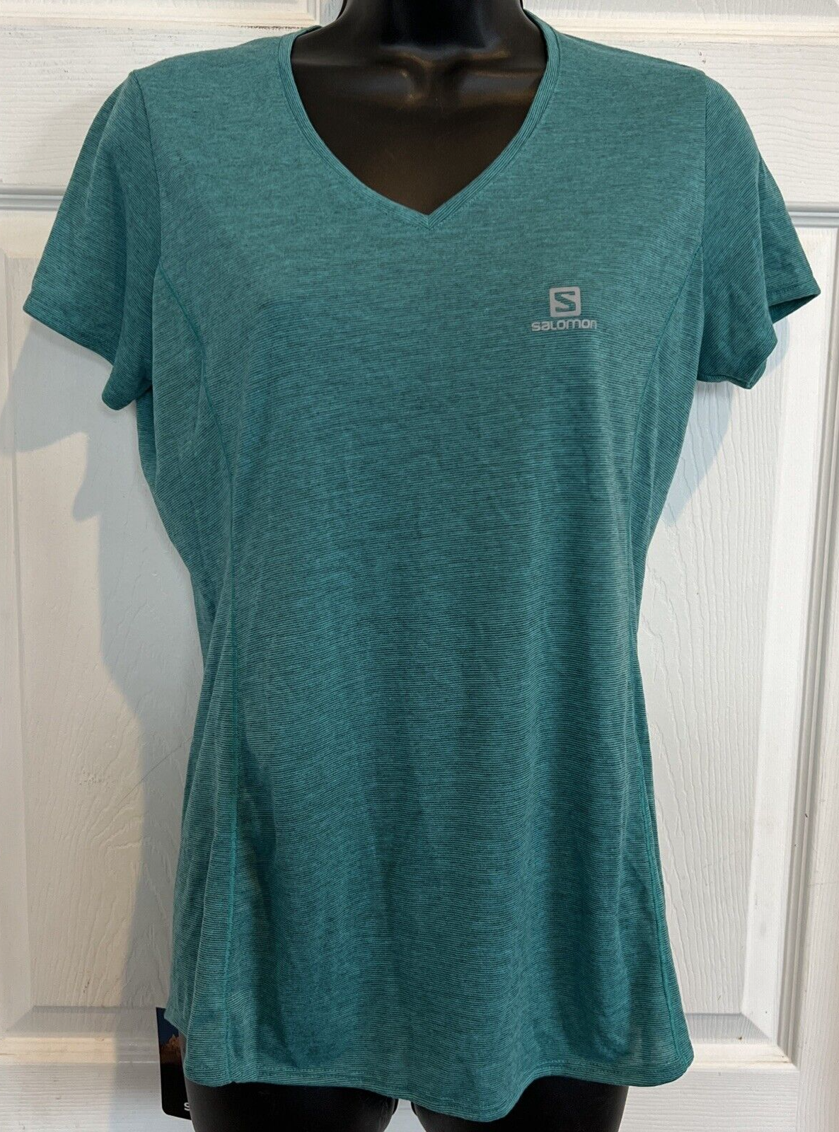 T shirt donna media attiva nuova con etichette Salomon ""t shirt us heather"" causale