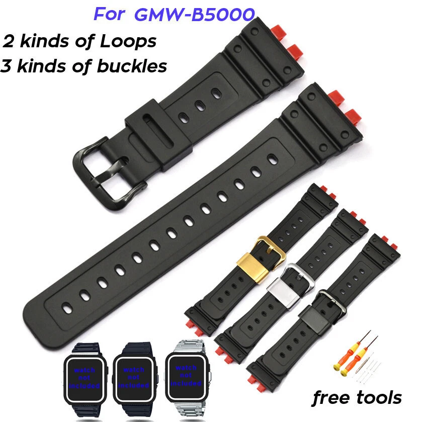 Rubber Strap for GMW-B5000 Resin TPU Steel Loops Clasp Watch Band Belt  Wristband