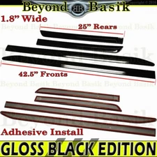 Side Door Body Side Moldings 2x 42.5" Fronts+ 2x 25" Rears 1.8" Wide GLOSS BLACK