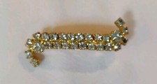 Vintage Gold Tone Prong Set Rhinestone Hair Barrette 2.25"