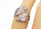 925 Sterling Silver  Vintage Oxidized Floral Leaf Bypass Band Ring Sz 6 RG4362
