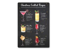 Targa insegna METALLO ricette cocktail natalizie classiche. Cucina Casa Bar Pub