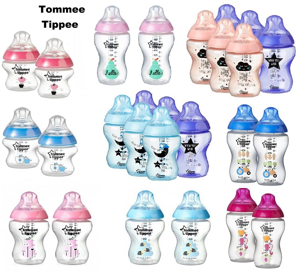 Tommee Tippee CTN 150ml/ 260ml/ 340ml Decorated Bottles Blue Pink (DB)
