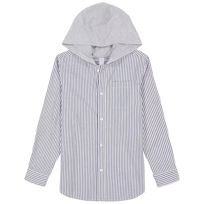 Lucky Brand Boys Hooded Woven Shirt Size S 6/7 Grey - Image 3 of 4
