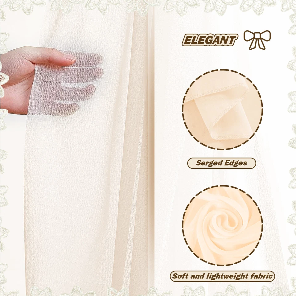 Ceiling Drapes 4 Panels Wedding Arch Draping Fabric 20FT Chiffon Party Decor - Image 3 of 4