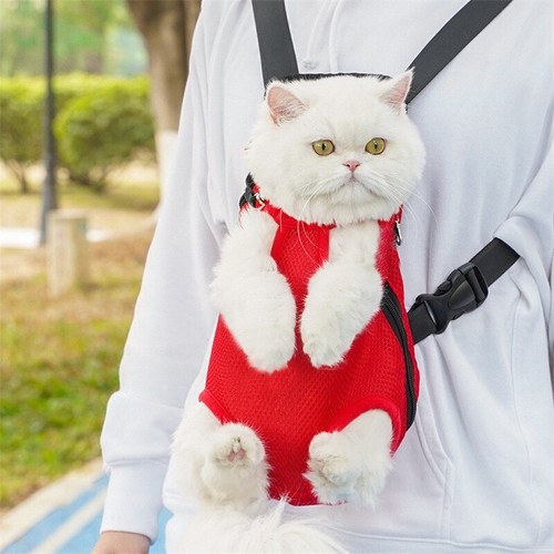 Zaino per Animali da Esterno Regolabile Gatto Cane Trasportino Borsa Petto Portatile da Viaggio. - Foto 10 di 16