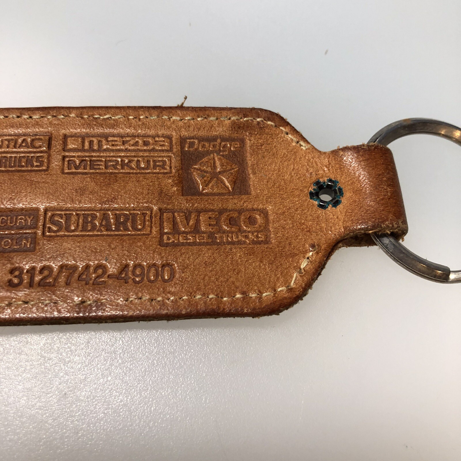 Elgin IL Heritage Auto Village Leather Auto Car Dealer Illinois Motors Keychain