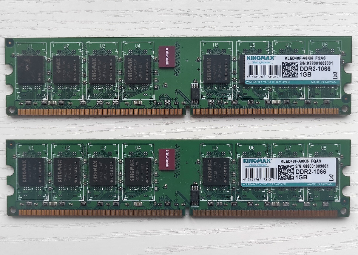 Kingmax 2Gb (2x1Gb) DDR2 1066Mhz memory KLED48F-A8KI6 30-day
