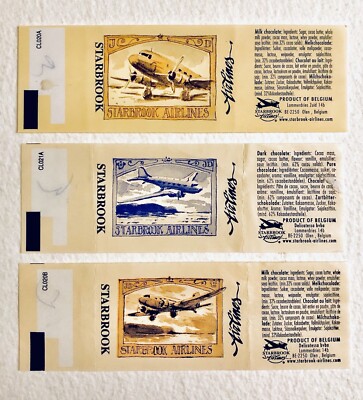 Vintage 2011 STARBROOK AIRLINES Airplanes Candy Bar Wrapper Lot of 3 BELGIUM k9