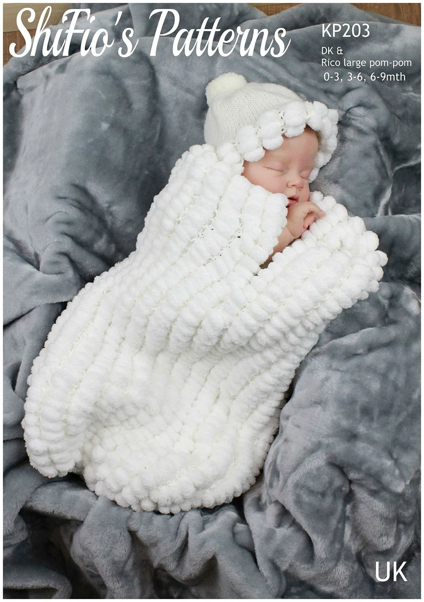 Pom pom wool baby blanket sale