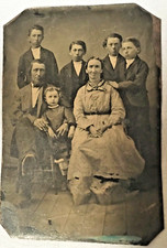 Civil War Tintype Photograph Family Group Photo Five Children and Man and Woman